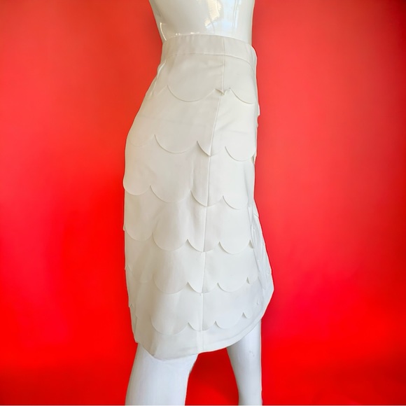 ZAC & RACHEL WHITE SCALLOPED TIERED PENCIL SKIRT. WOMEN’S SIZE 10 - Picture 4 of 7